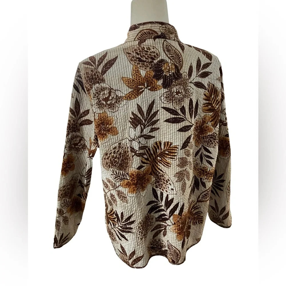 Women’s Reversible Jacket Blazer Open Front Floral Safari Print See Measurements